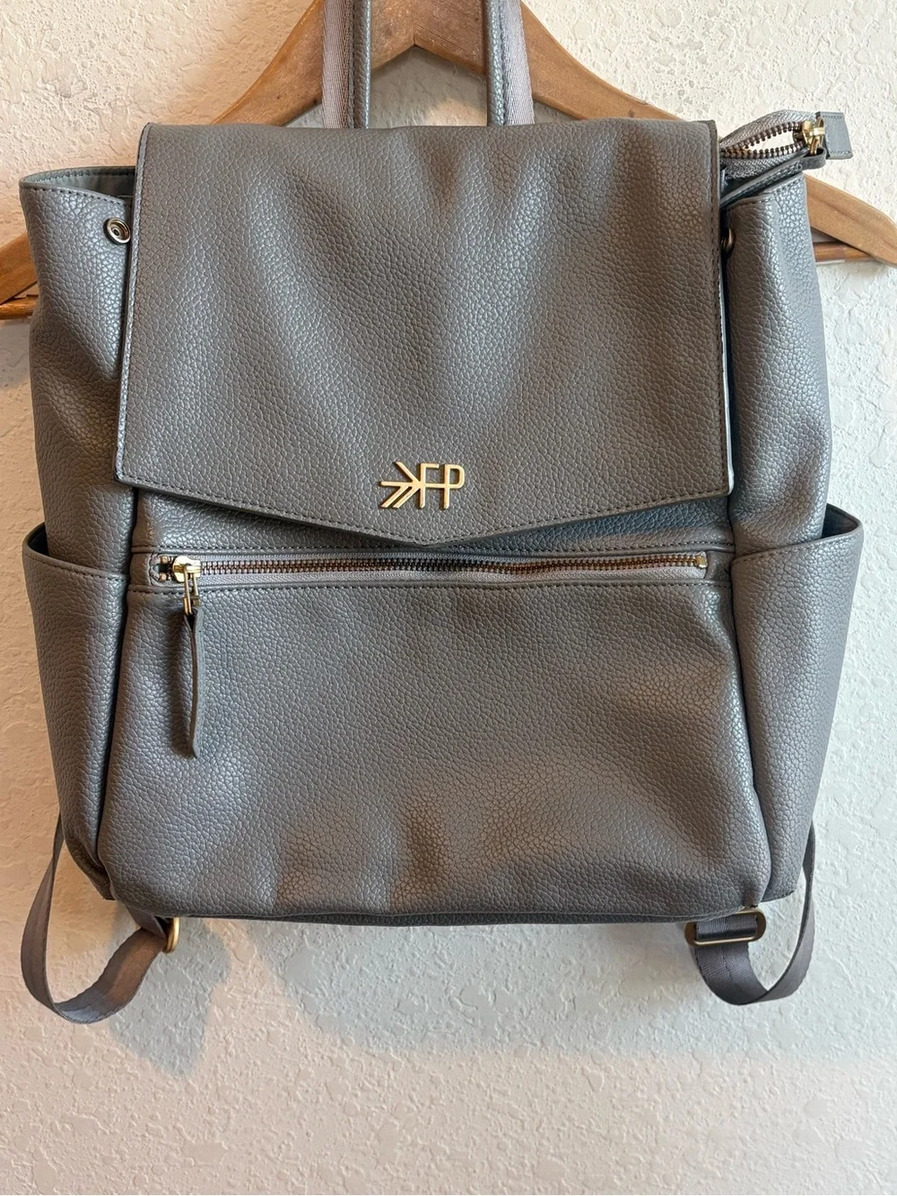 Freshly Picked Stone Gray Diaper Bag Backpack Vegan Leather